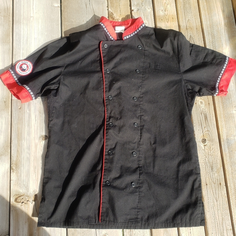 Panda Express Cook Shirt Short Sleeve Button Up Medium Embroidered Baggy